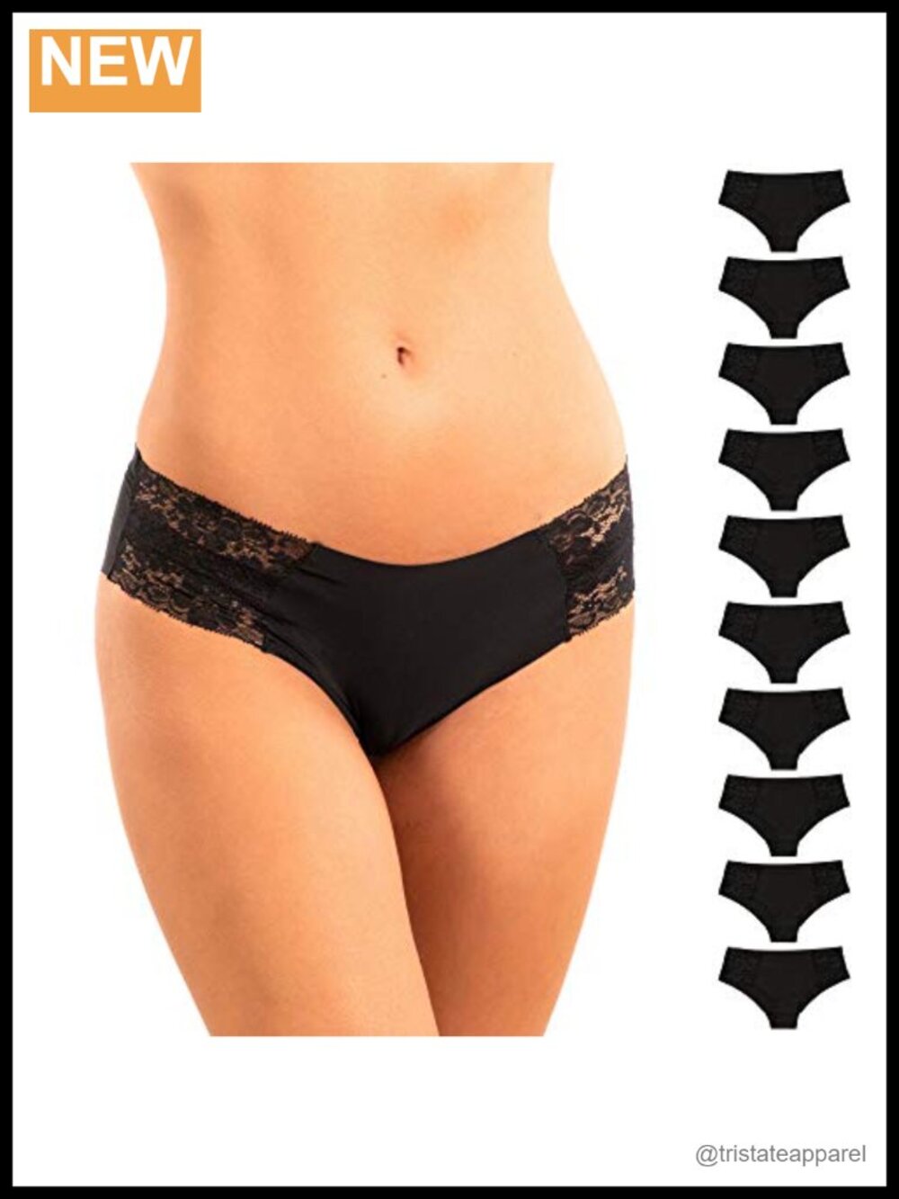Seamless Laser Cut Cheeky Bikini Panties 10 Pack No Show Nylon Spandex